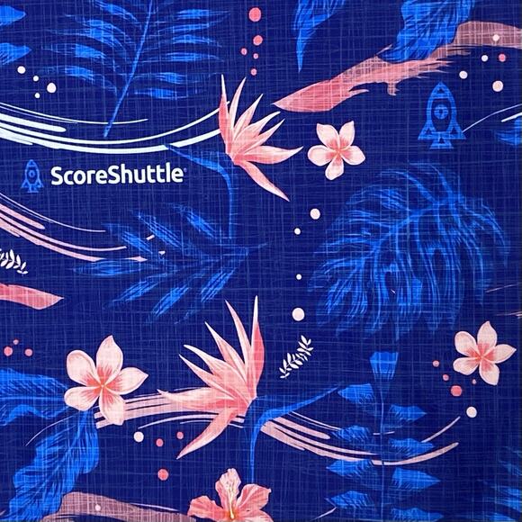 Sunday Crew Golf Polo M Tropical Palm Trees Hawaiian Novelty Loud Vibrant UPF - Picture 3 of 11